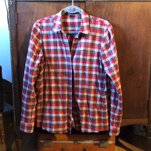 Last chance! Theory classic red plaid button down shirt.